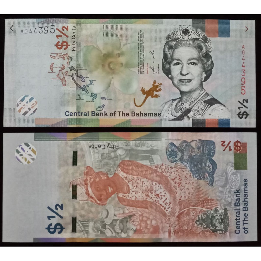 Uang Kuno Bahamas/ Bahama 1/2 Dollar atau 50 Cent AUNC/UNC