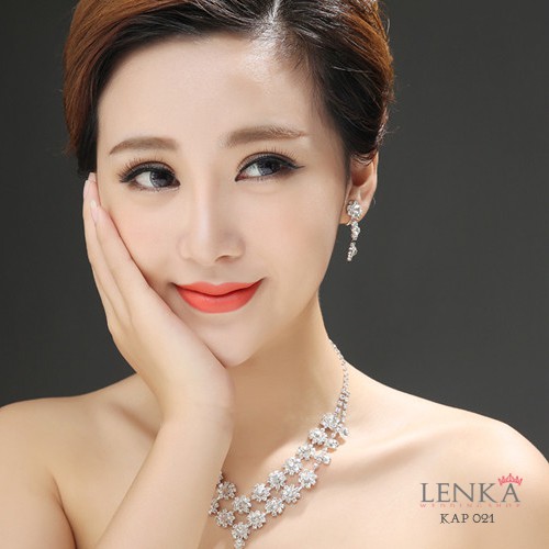 [BISA COD] SET KALUNG ANTING PENGANTIN WANITA AKSESORIS PESTA BRIDAL KAP021