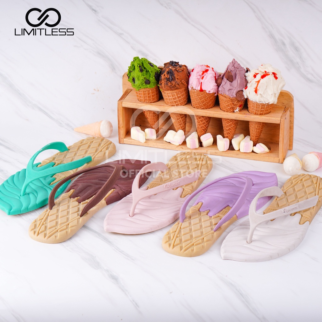 ICE CREAM BLACKPINK Sendal Jepit Wanita Karet Sandal Japit Cewek Korean Style Import Terbaru Lucu