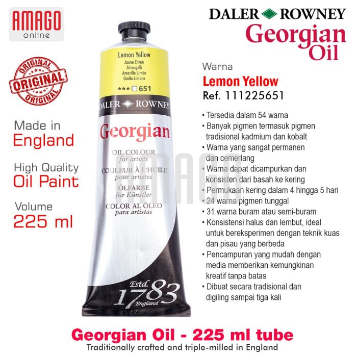 DALER-ROWNEY - GEORGIAN OIL PAINT 225 ml - LEMON YELLOW - 111225651