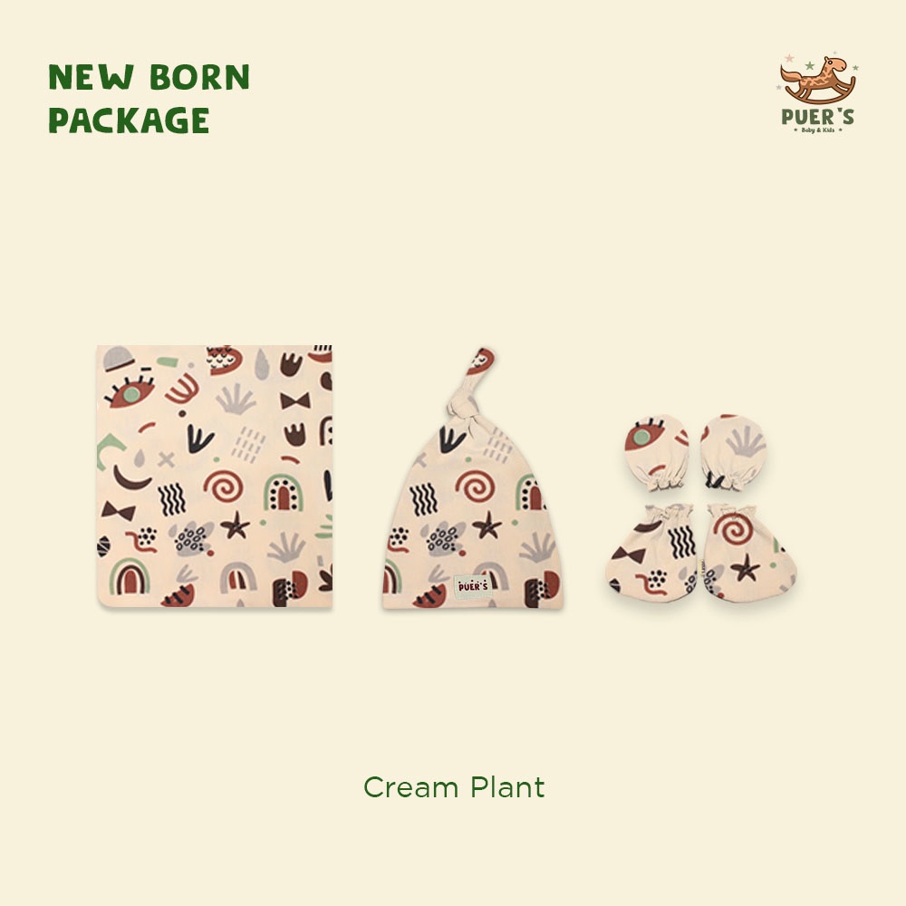 NEWBORN PACKAGE (SWADDLE SET) CREAM PLANT