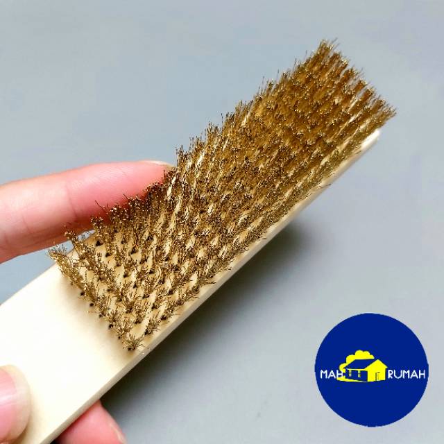 Sikat Kawat Kuningan Gagang Kayu / Brass Wire Brush 8 Baris - FREDER