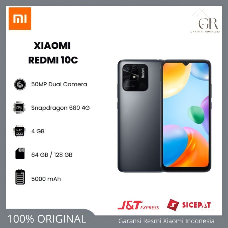 xiaomi redmi 10c 4 64 gb 4 128 gb  garansi resmi 15 bulan  imei terdaftar di kemenperin 100  origina