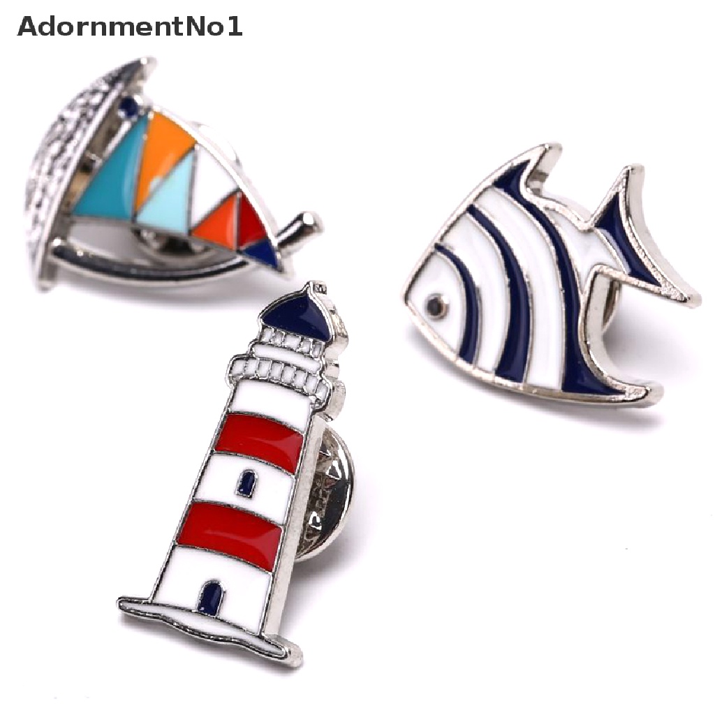 (AdornmentNo1) Bros Pin Enamel Desain Perahu Layar / Ikan Aksesoris Fashion Wanita