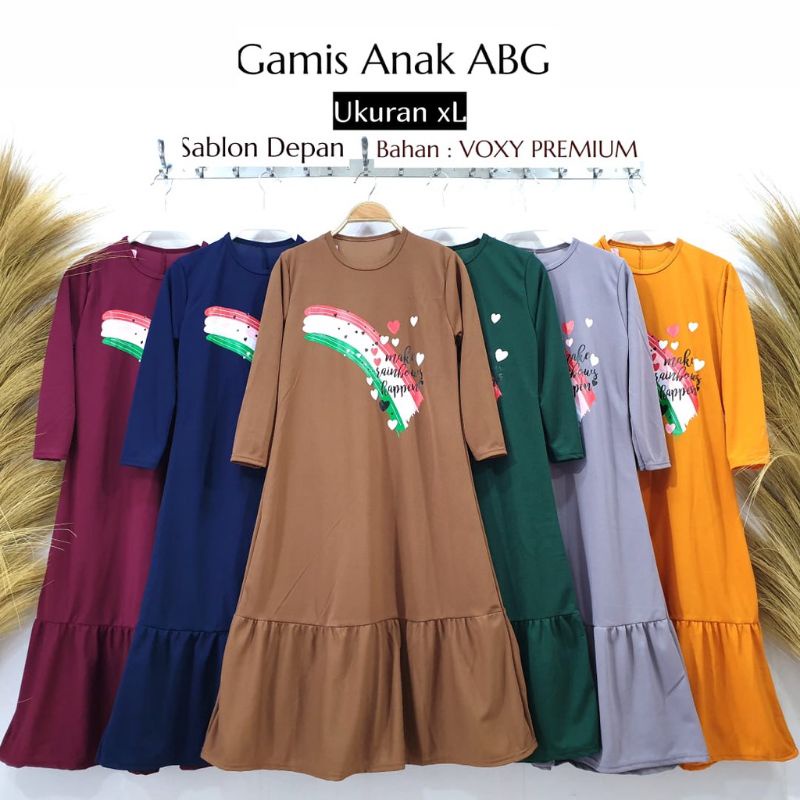 Gamis Anak Perempuan Motif Rainbow Rumbai Bawah (8-10) Matt Voxi Vremium/ Gamis Anak Karakter Lucu