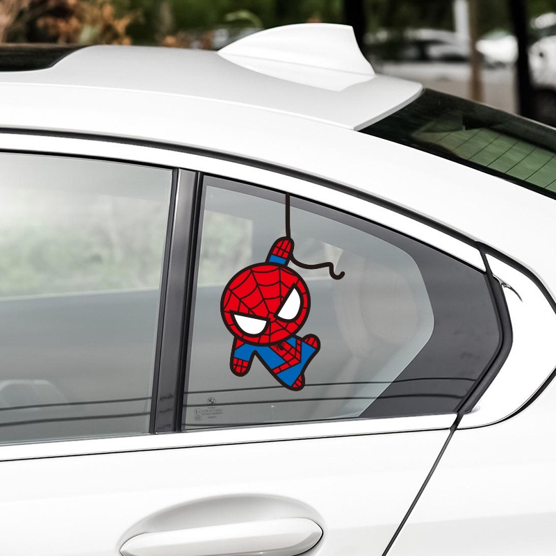 Stiker Mobil Spiderman Stiker Hias Helm Reflektif Kartun Marvel Motoracycle Decal