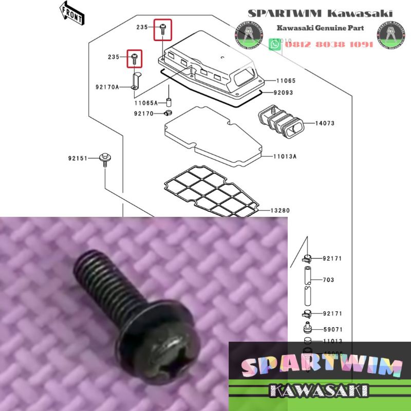 Baut baud tutup cover atas kotak box filter saringan udara bolt screw pan wp cros Ninja 150 RR R SS 