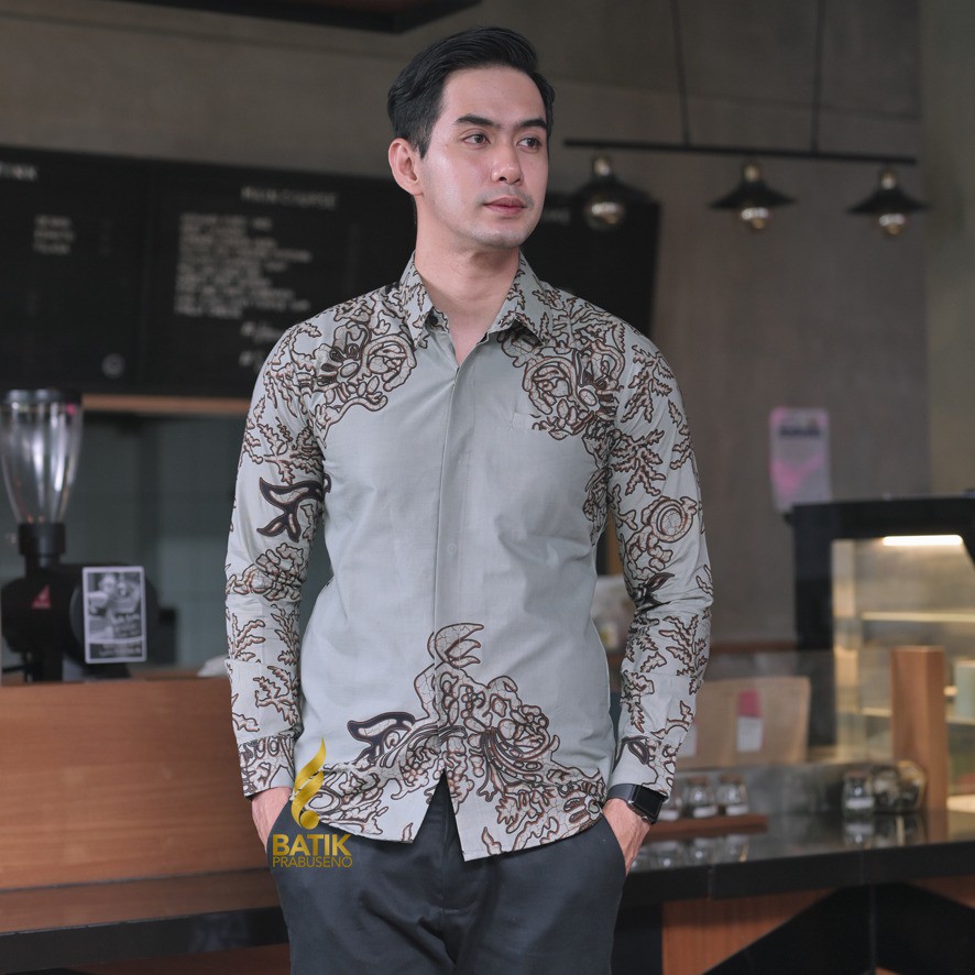 WIRAGUNA BATIK PRIA LENGAN PANJANG SLIMFIT ORIGINAL PRABUSENO FULL FURING MODERN PREMIUM BRANDED HEM