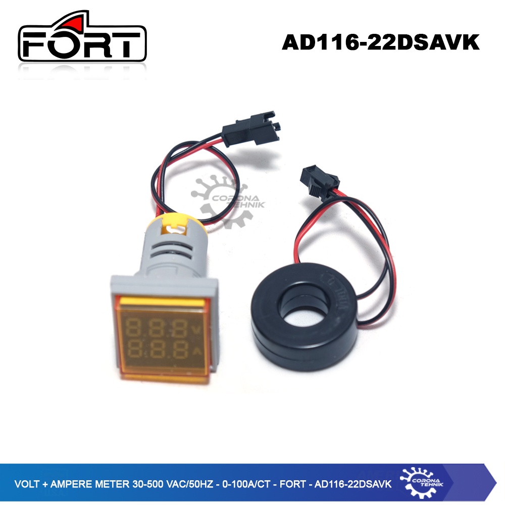 Fort - AD116-22DSAVK - Volt + Ampere Meter 30-500 VAC/50Hz - 0-100A/CT