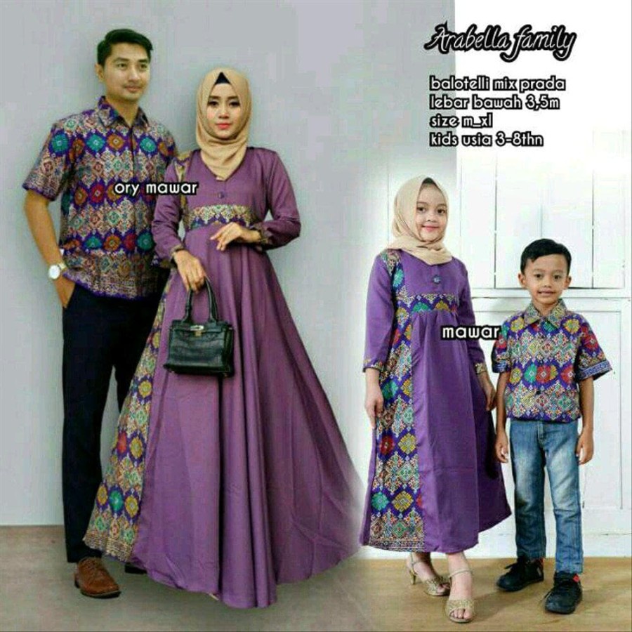 Couple Batik Modern Keluarga Gamis Kemeja Muslim Fashion Couple Family