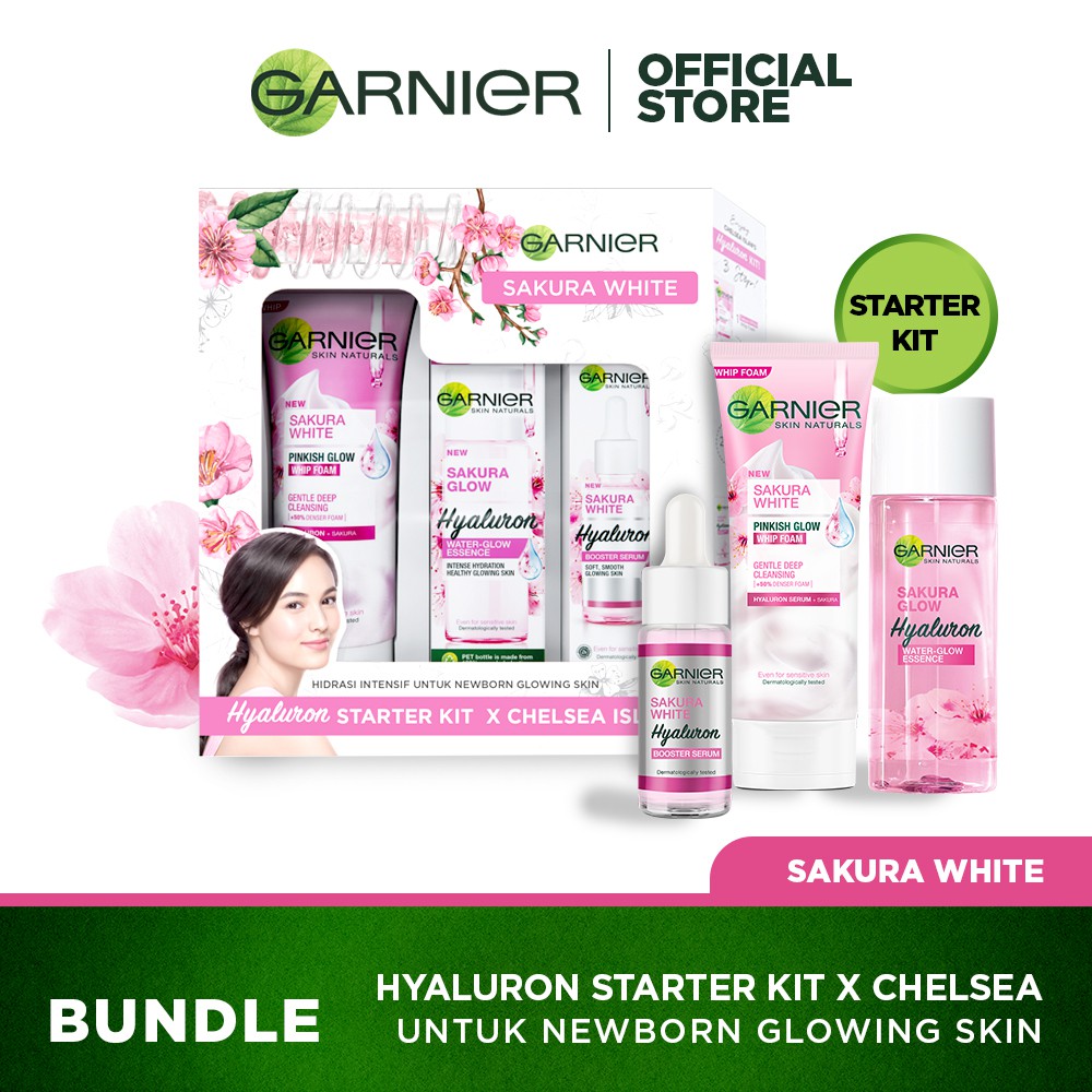 Garnier Sakura Glow Hyaluron Skincare Starter Kit xChelsea(Kulit Glowing Cerah Merona)(Sakura White)