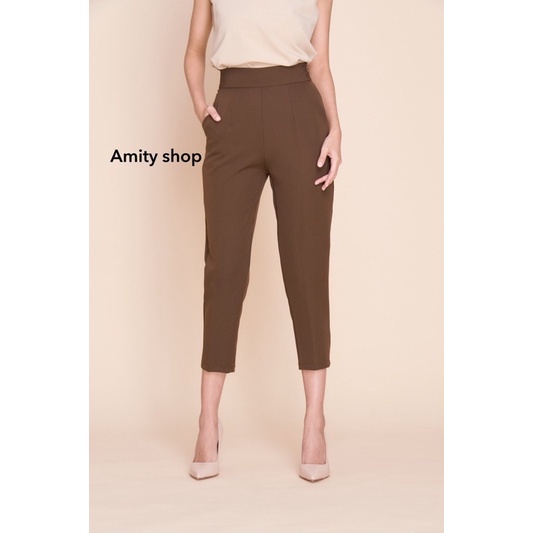 CELANA BAHAN AMITY HIGHWAIST MODEL 7/8 ZIPPER SAMPING (CLAMY002)