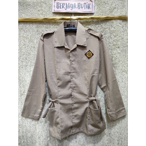 baju sekolah SD, SMP SMA SMK rapilo wanita kocek bawah lengan panjang ikat tali