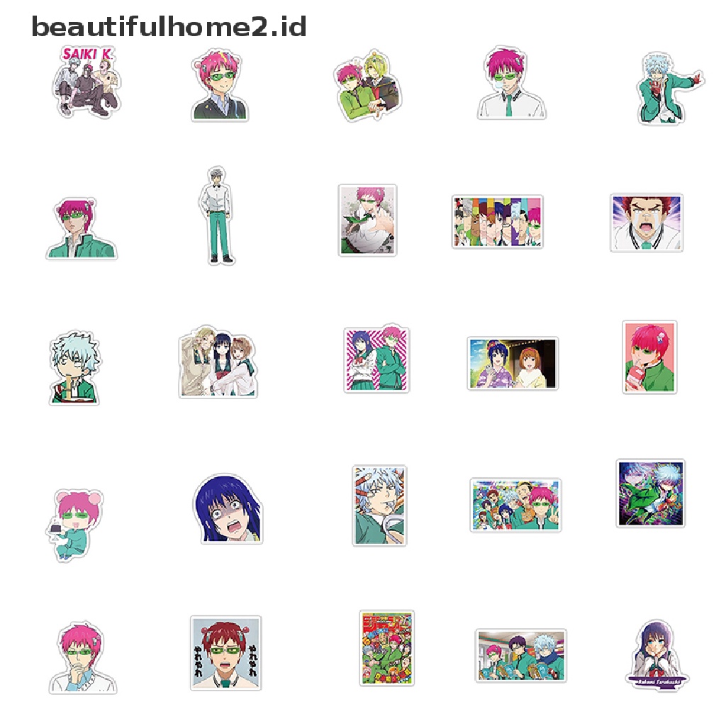 (beautifulhome2.id) 50pcs Stiker Graffiti Saiki Kusuo no sai-nan Untuk Laptop / Skateboard