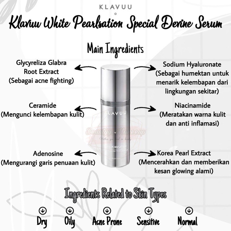 Klavuu White Pearlsation Special Divine Pearl Serum FULL SIZE 33ml