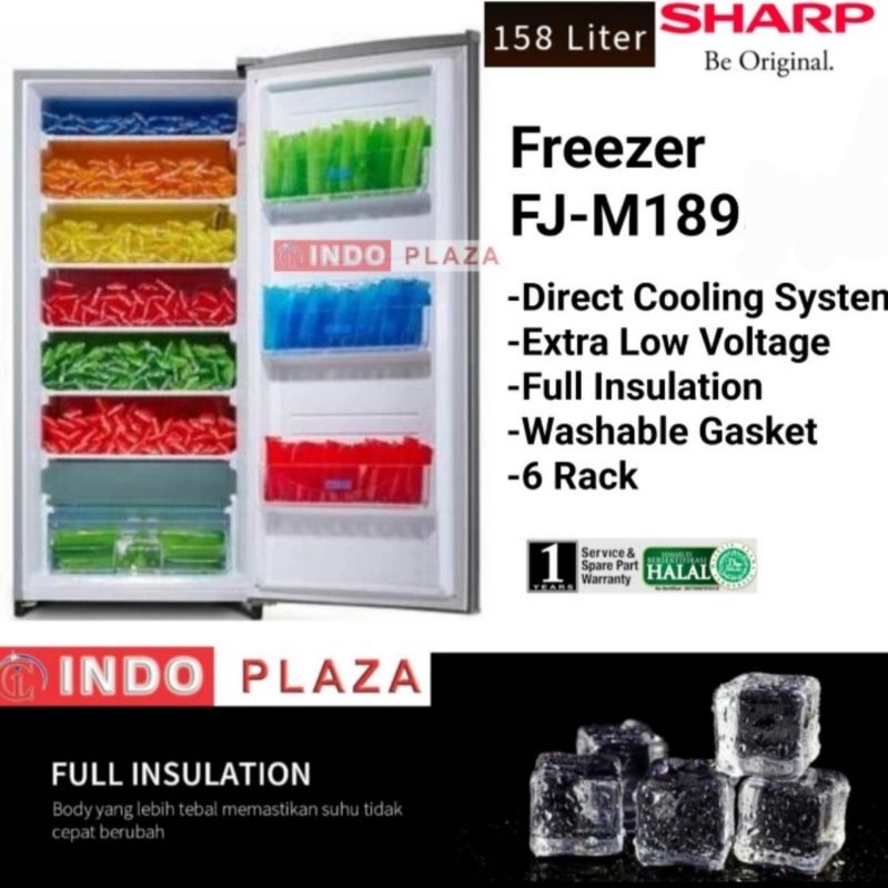 KULKAS FREEZER 6 RAK SHARP FJ-M189N-SS NO Key / K-SS With Key