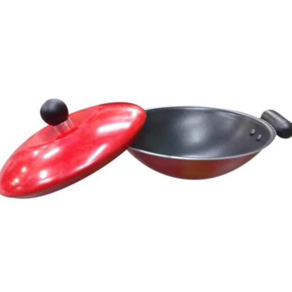 Maxim Valentino Teflon Mie Wok / Wajan Mie / Serabi 17 Cm + Tutup - Terbaik 