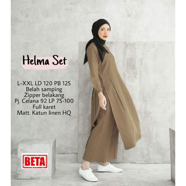 Setelan Baju Wanita Linen Helma Set