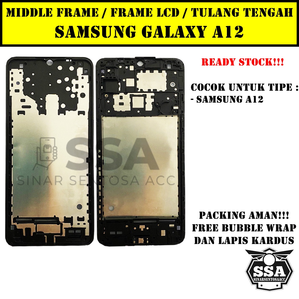 Tulang Tengah Middle Frame LCD Samsung Galaxy A12 Original 100% Tulang Casing Bezel Bezzel Bazel Handphone HP Ori Original Awet Murah A 12