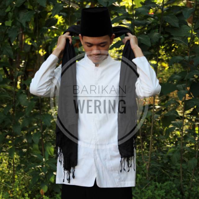 Sorban Kashmiri Full Hitam Polos - Sorban Panjang Rumbay - Sorban Hitam Polos