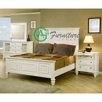 2 Kamar Set Minimalis Putih Magness - Kayu Jati