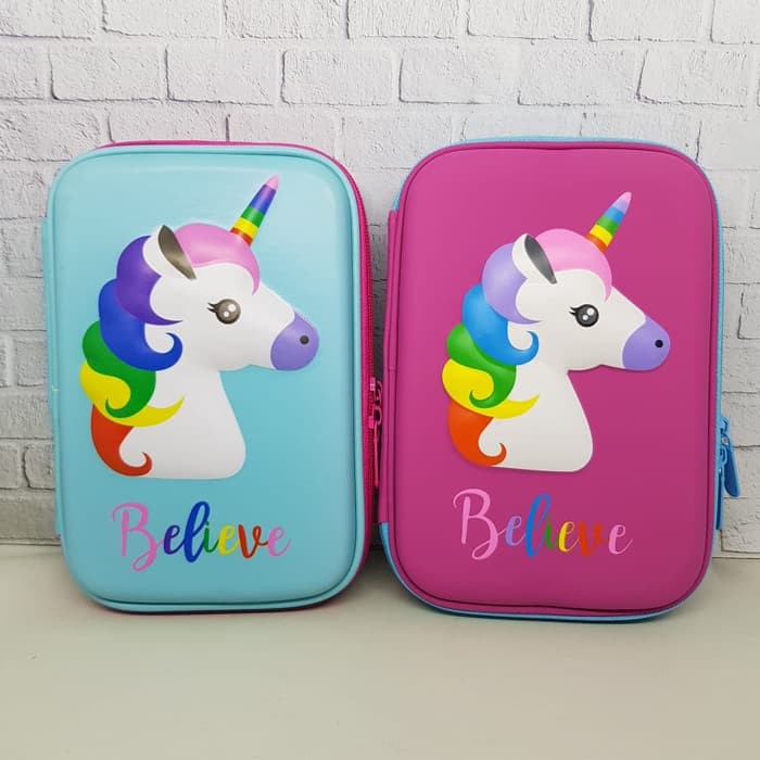 

Kotak pensil dan alat tulis Smiggle EVA Hardcase UNICORN 3D Waterproof - Ungu