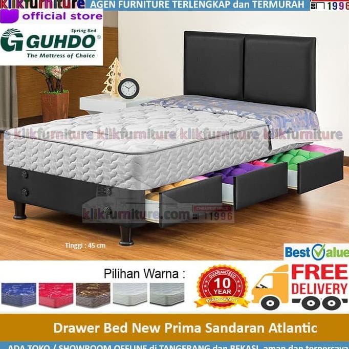Guhdo New Prima Drawer Bed Laci - Full Set Atlantic - 140x200cm --Terbaru--