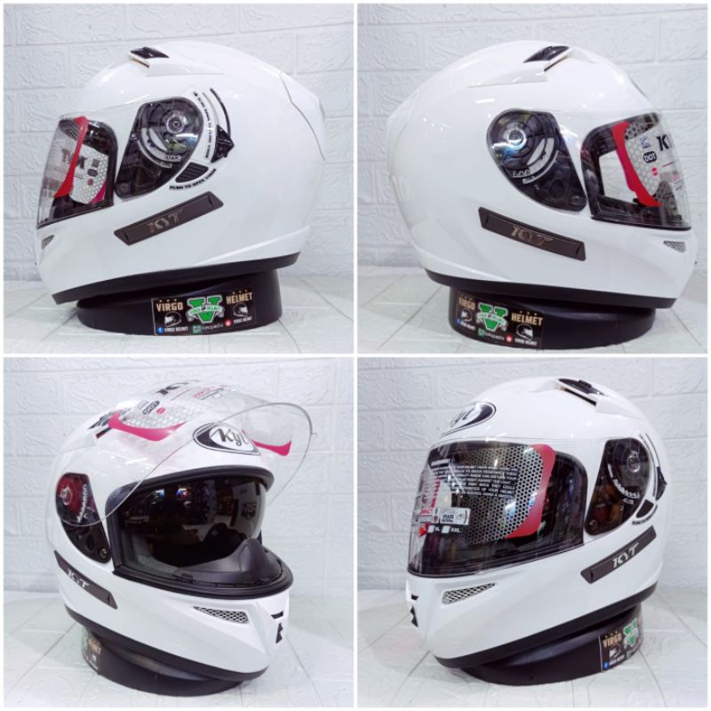 KYT HELM K2 RIDER SOLID FLAIN WHITE KYT K2 WHITE ORIGINAL DOUBLE VISOR