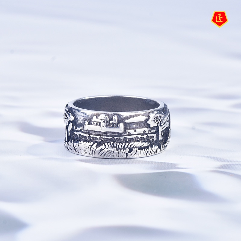 [Ready Stock]Creative Silver Black Carving Ring