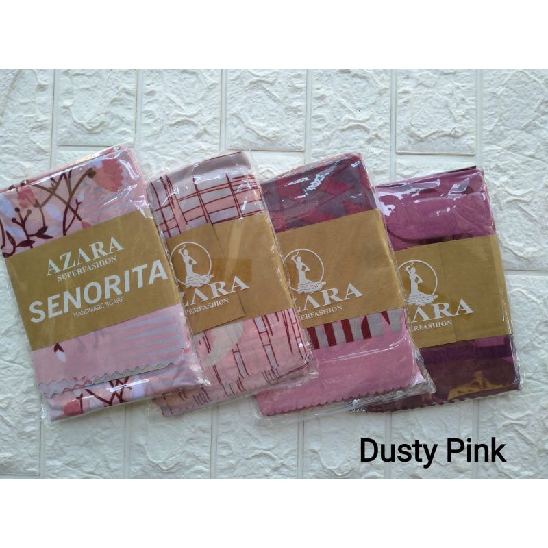 (original Azara) segi empat SENORITA MOTIF LC •• hijab segi empat Motif-Dusty pink