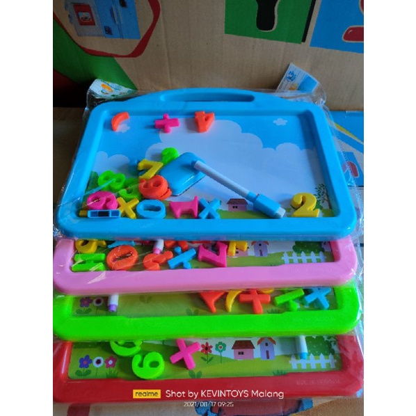 AJ MB 02 MAINAN ANAK EDUKASI PAPAN TULIS PLUS ANGKA MAGNET / MAINAN ANAK DRAWING BOARD + ANGKA MAGNETIC