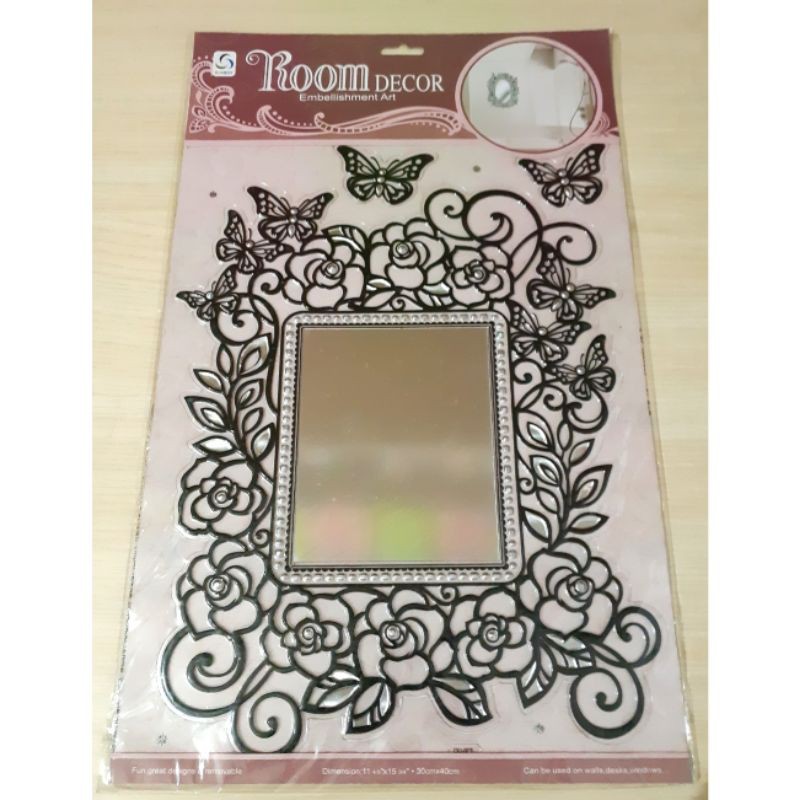 stiker dinding kaca cermin / stiker kaca hiasan kamar / dekorasi dinding