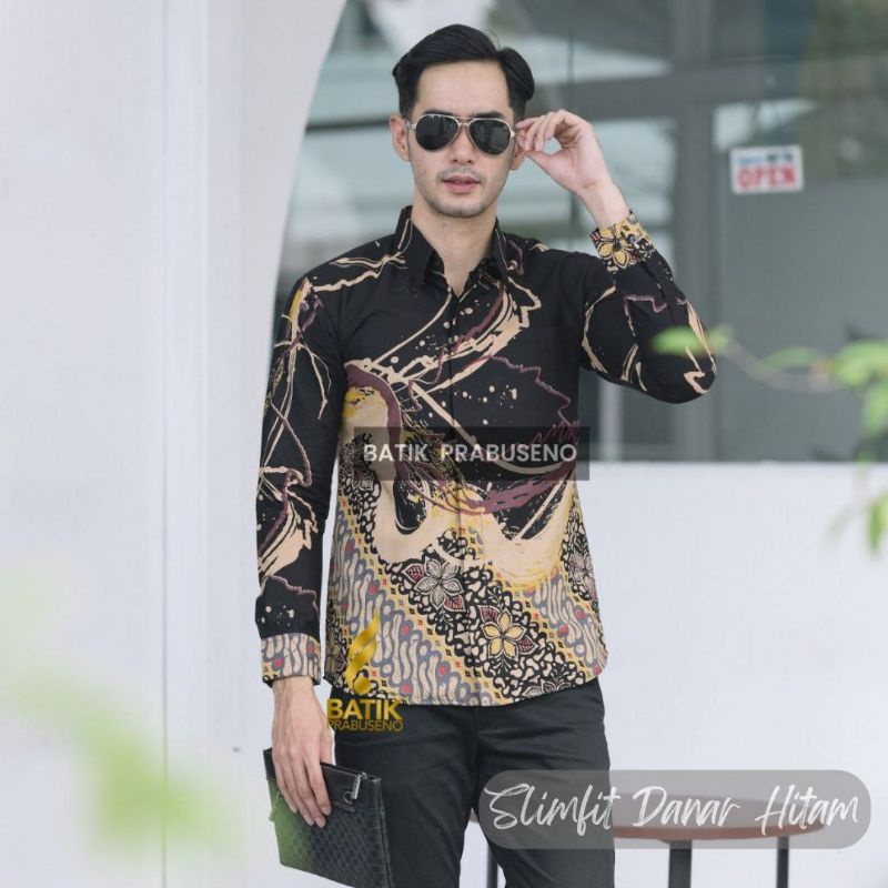 Danar Lengan Panjang Batik Pria  Slimfit Original Prabuseno Full Furing Modern Premium Branded Hem B