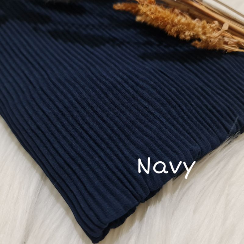Pashmina Plisket Lidi Full Premium 180X75 CM By Milanda Mode-Navy