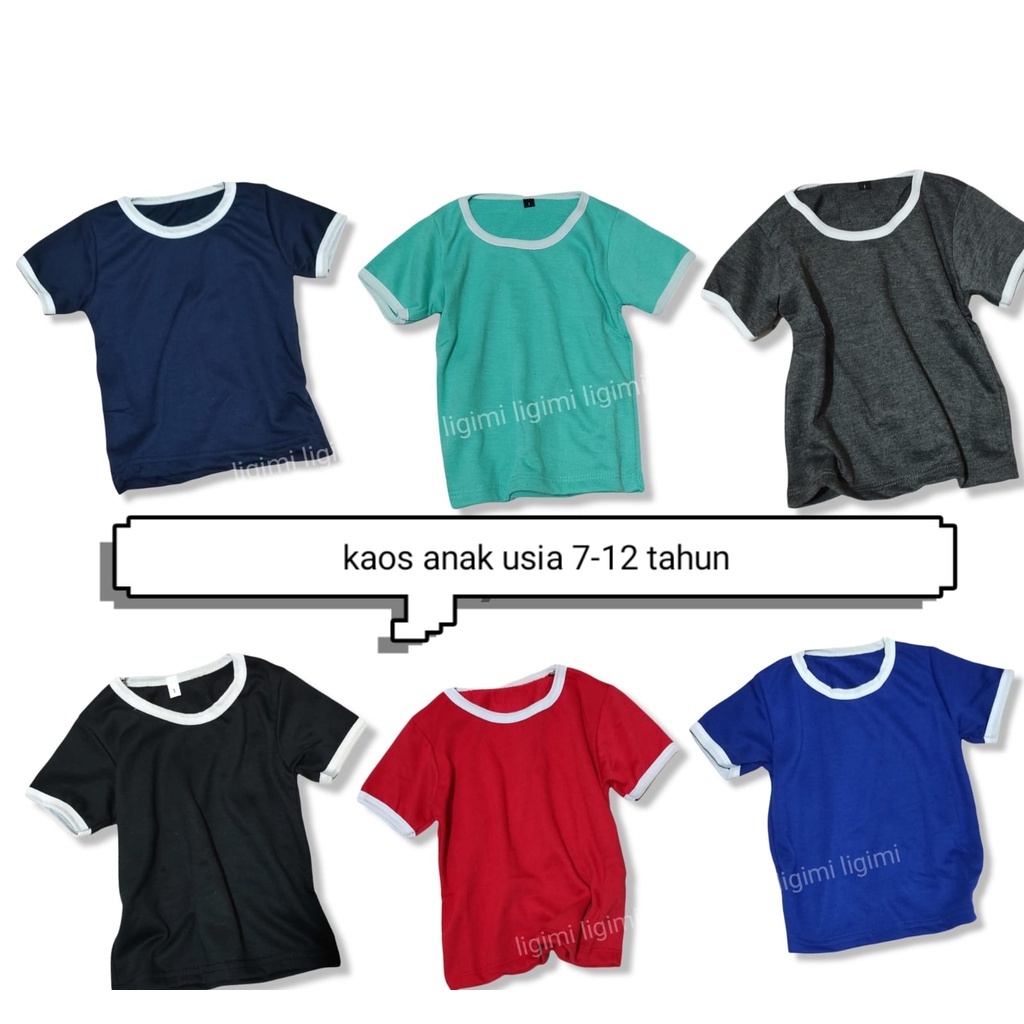 LIGIMI KIDS Kaos T-Shirt Polos Anak anak Part#2 (7-12Thn)