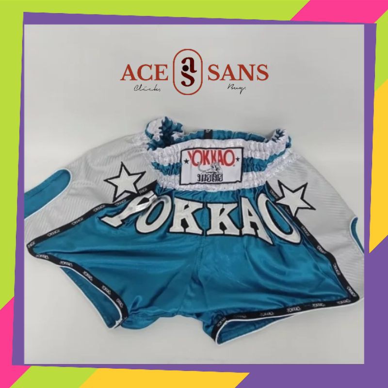 Yokkao Vintage Carbon Shorts Blue Silver I Celana I Boxer I Celana Boxer I Pakaian Dalam Pria