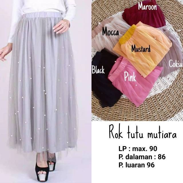 ROK TUTU MUTIARA PREMIUM/ROK JARING JARING/ROK TUTU MUTIARA PANJANG DEWASA/ROK TUTU MUTIARA