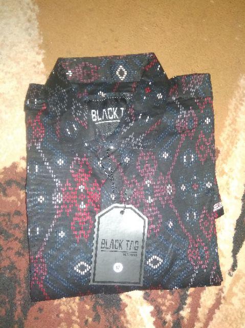 Freypv 8092 A Slimfit Long Black Batik Songket M-l Kemeja Batik