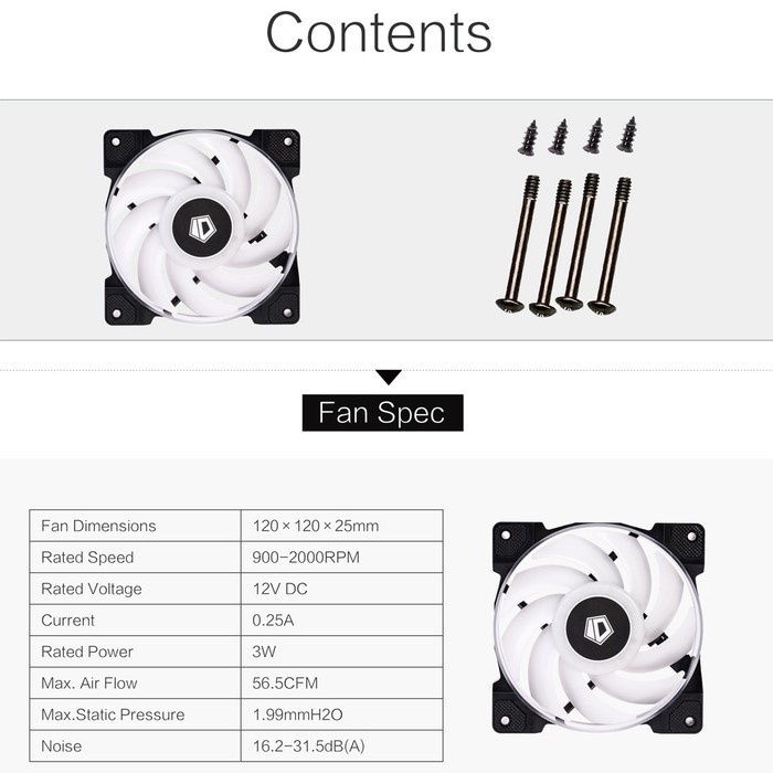 Fan ID-COOLING DF-12025-ARGB Single Fan 120mm PWM ARGB Sync