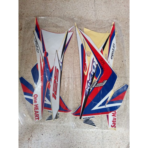striping ORI standar Honda Blade fi 125 putih biru 2014