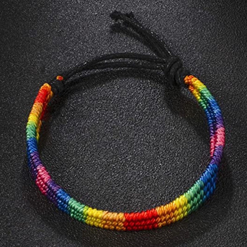 Gelang Tali Anyam Handmade Adjustable Warna Pelangi Gaya Boho Etnik Untuk Wanita