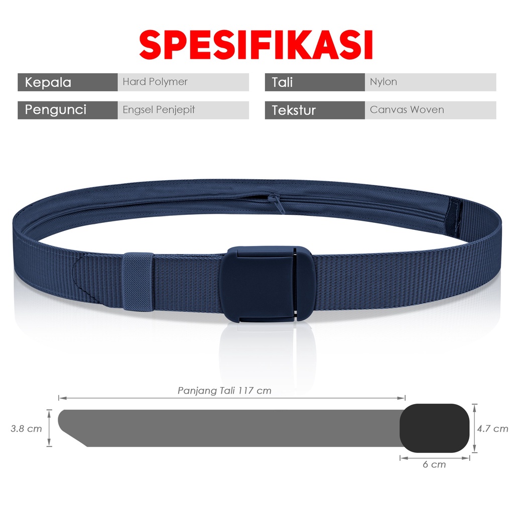 Ash-02 IKAT PINGGANG GESPER SABUK NYLON PRIA CANVAS MEN BELT TP-03