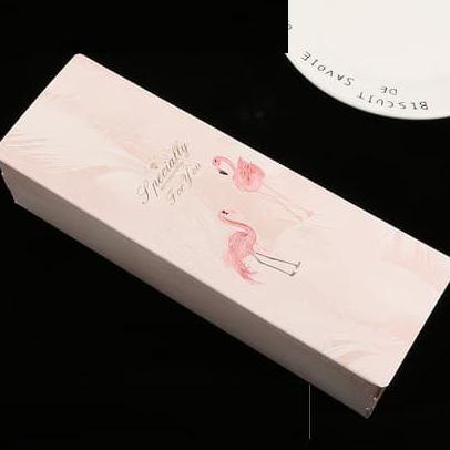 

Box persegi panjang Bungkus Kemasan Cookies Motif Flaminggo Pink