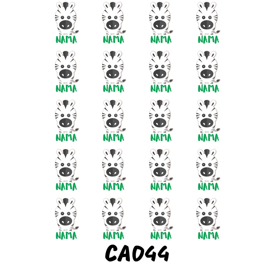 

Sticker Nama Cutting Label Waterproof Tahan Air Zebra (CA044)