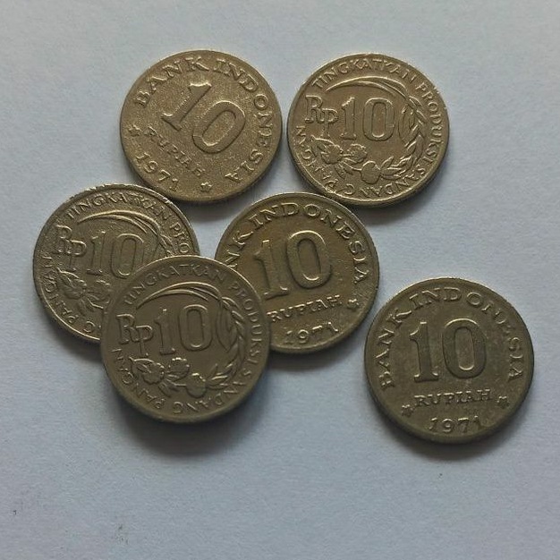 Uang koin kuno 10 rupiah kancing emisi tahun 1971