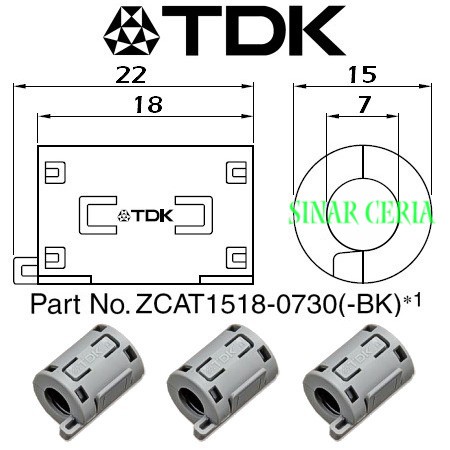 TDK Magnet / Ferrite (diameter 5mm - 8mm) type TDK ZCAT 1518-0730 BBM Kabel Busi Motor Mobil Koil Co
