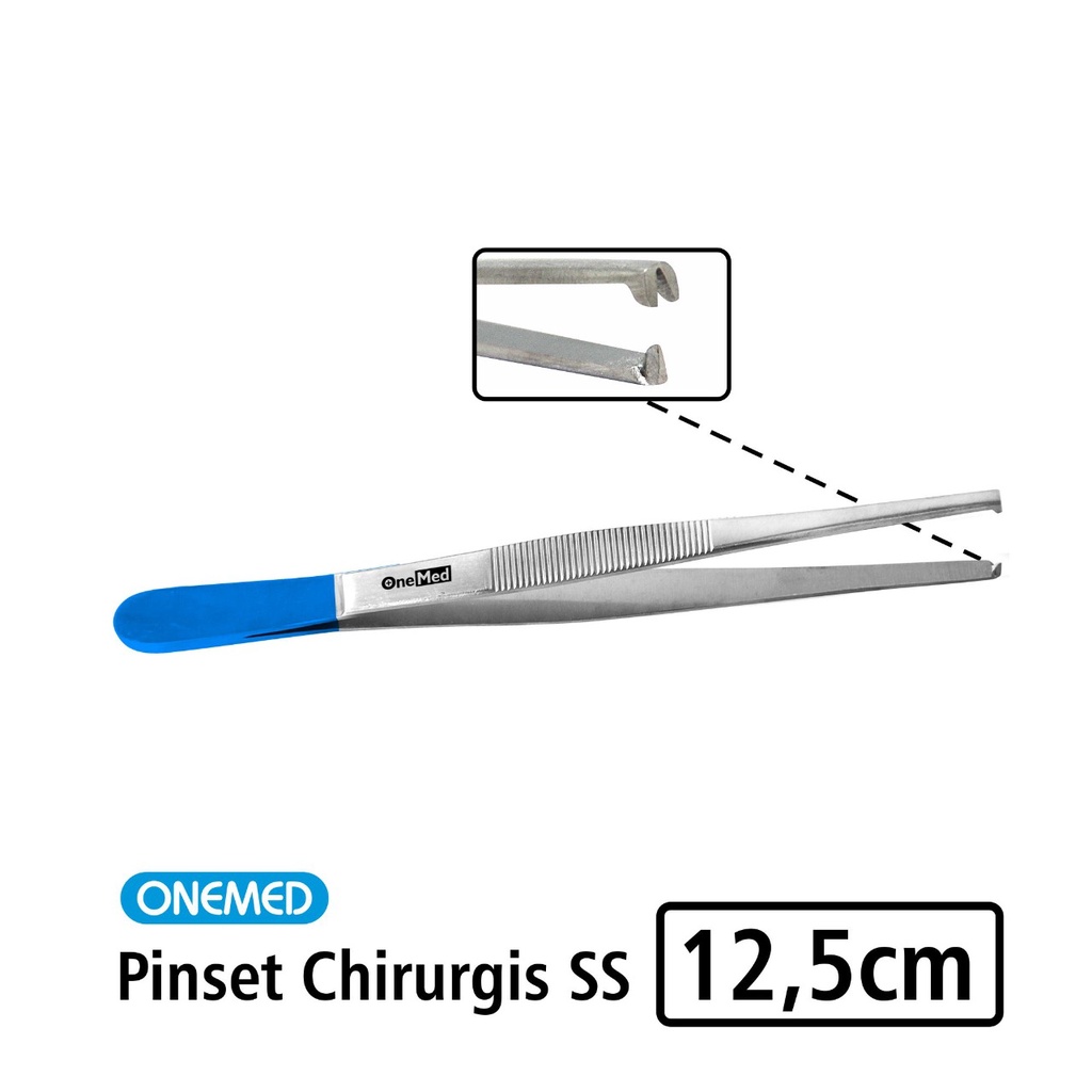 Pinset Bedah Chirurgis Biru 12,5cm Stainless Steel Onemed