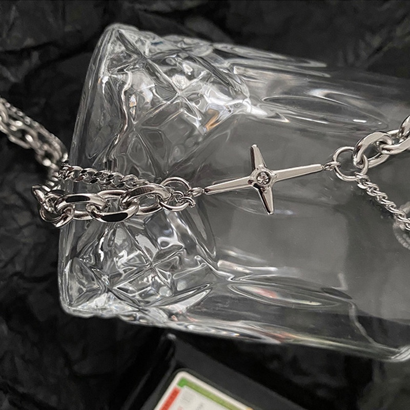 Eropa Dan Amerika Hip-Hop Ins Cross Titanium Steel Necklace Pasangan