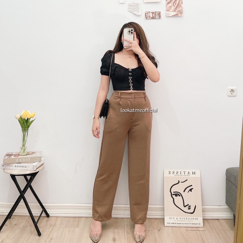 lookatmeofficial • Celana Kulot Basic Highwaist Emily Cullote Pants Bahan Scuba Premium