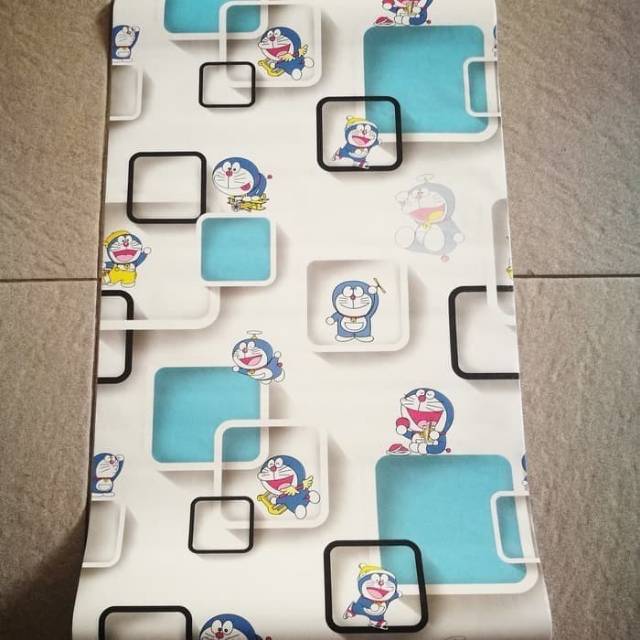 Wallpaper stiker motif doraemon 3d biru